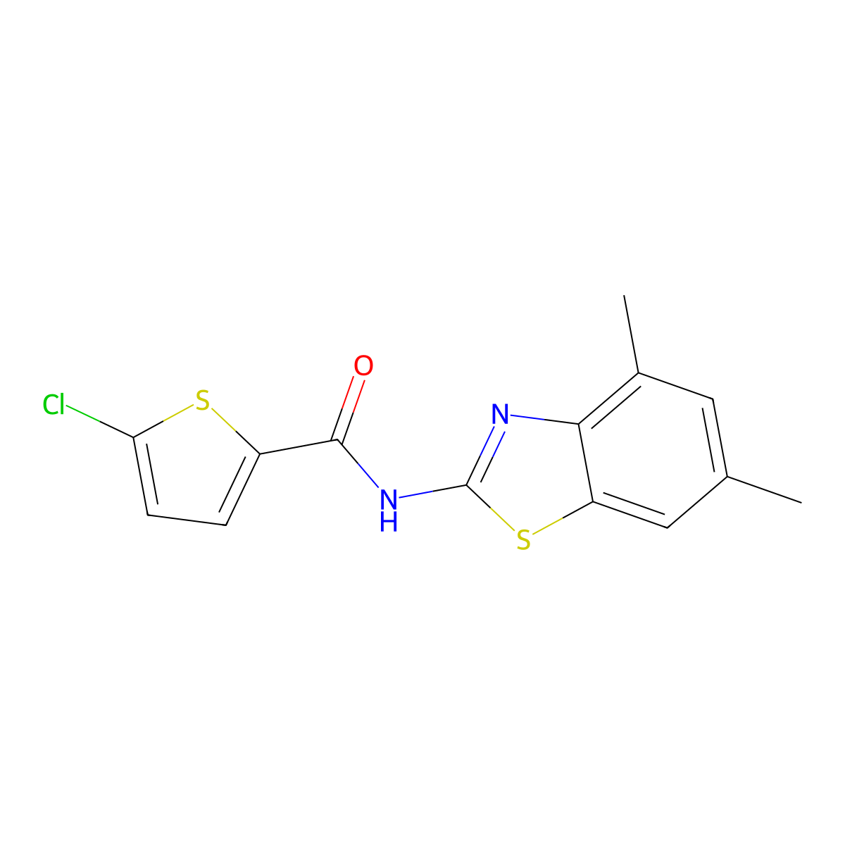 5-chloro-N-(4,6-dimethyl-1,3-benzothiazol-2-yl)thiophene-2-carboxamide molecular structure, CAS 325987-11-9