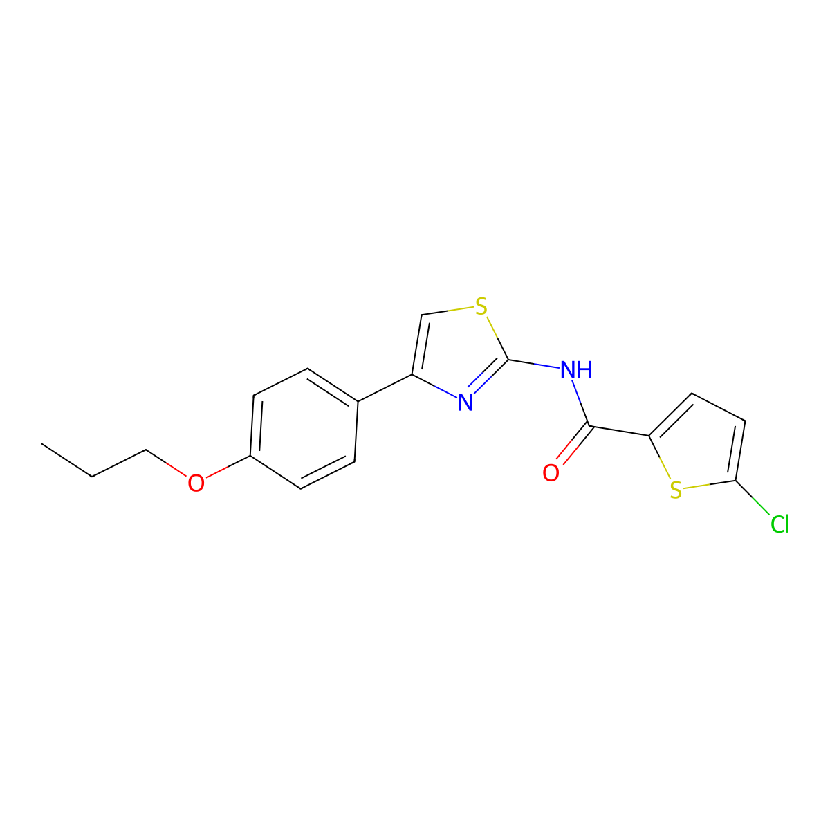 5-chloro-N-[4-(4-propoxyphenyl)-1,3-thiazol-2-yl]thiophene-2-carboxamide molecular structure, CAS 325987-20-0