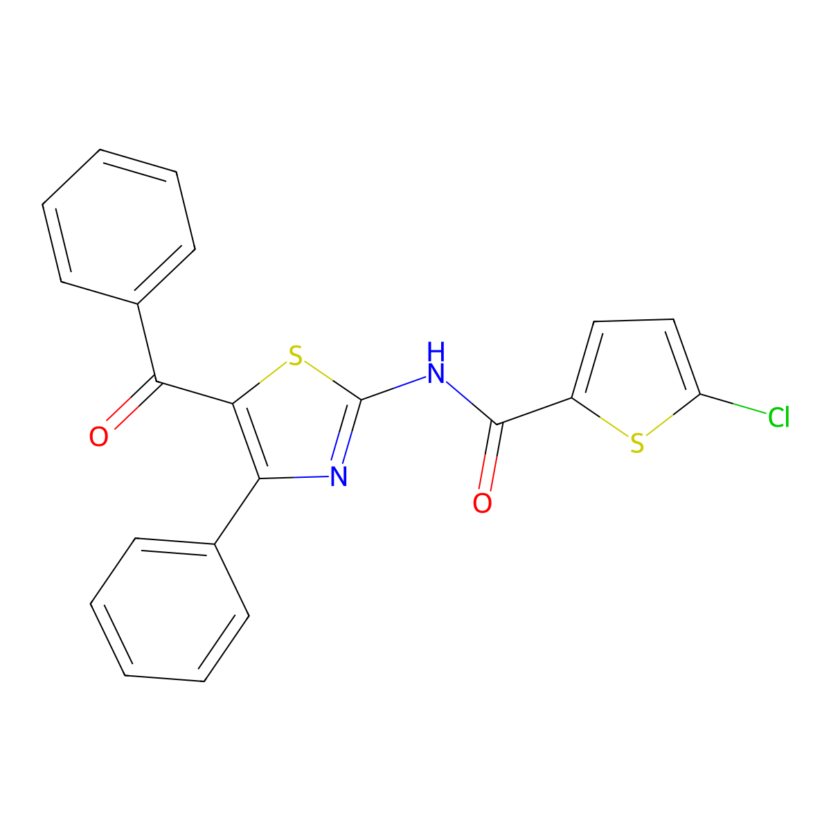 N-(5-benzoyl-4-phenyl-1,3-thiazol-2-yl)-5-chlorothiophene-2-carboxamide molecular structure, CAS 325987-32-4