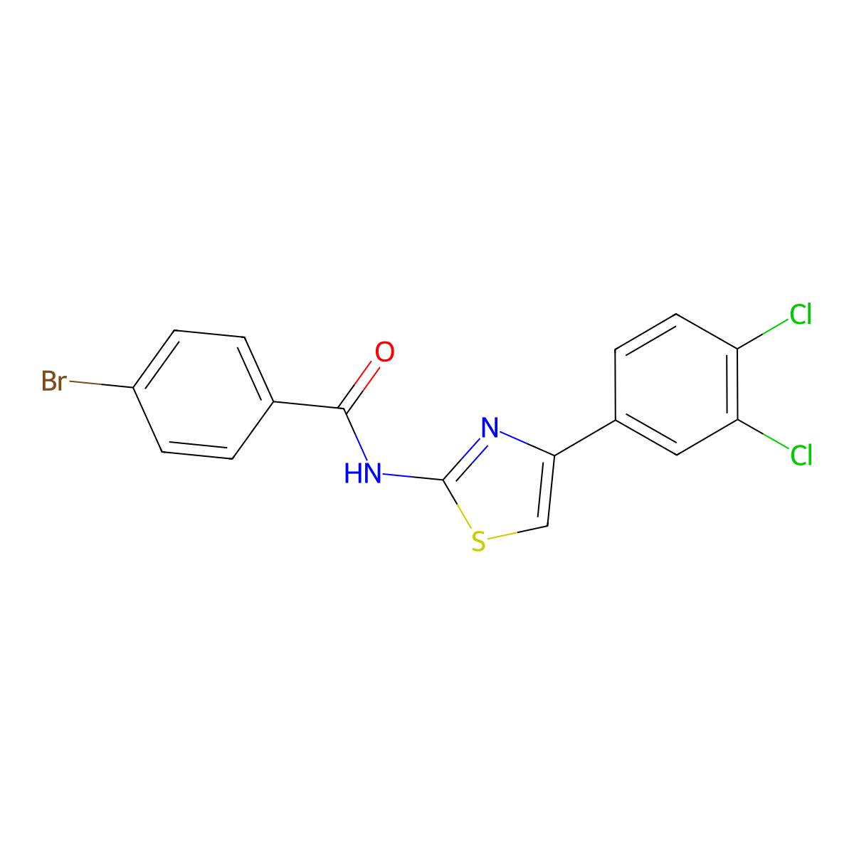 4-bromo-N-[4-(3,4-dichlorophenyl)-1,3-thiazol-2-yl]benzamide molecular structure, CAS 325987-40-4