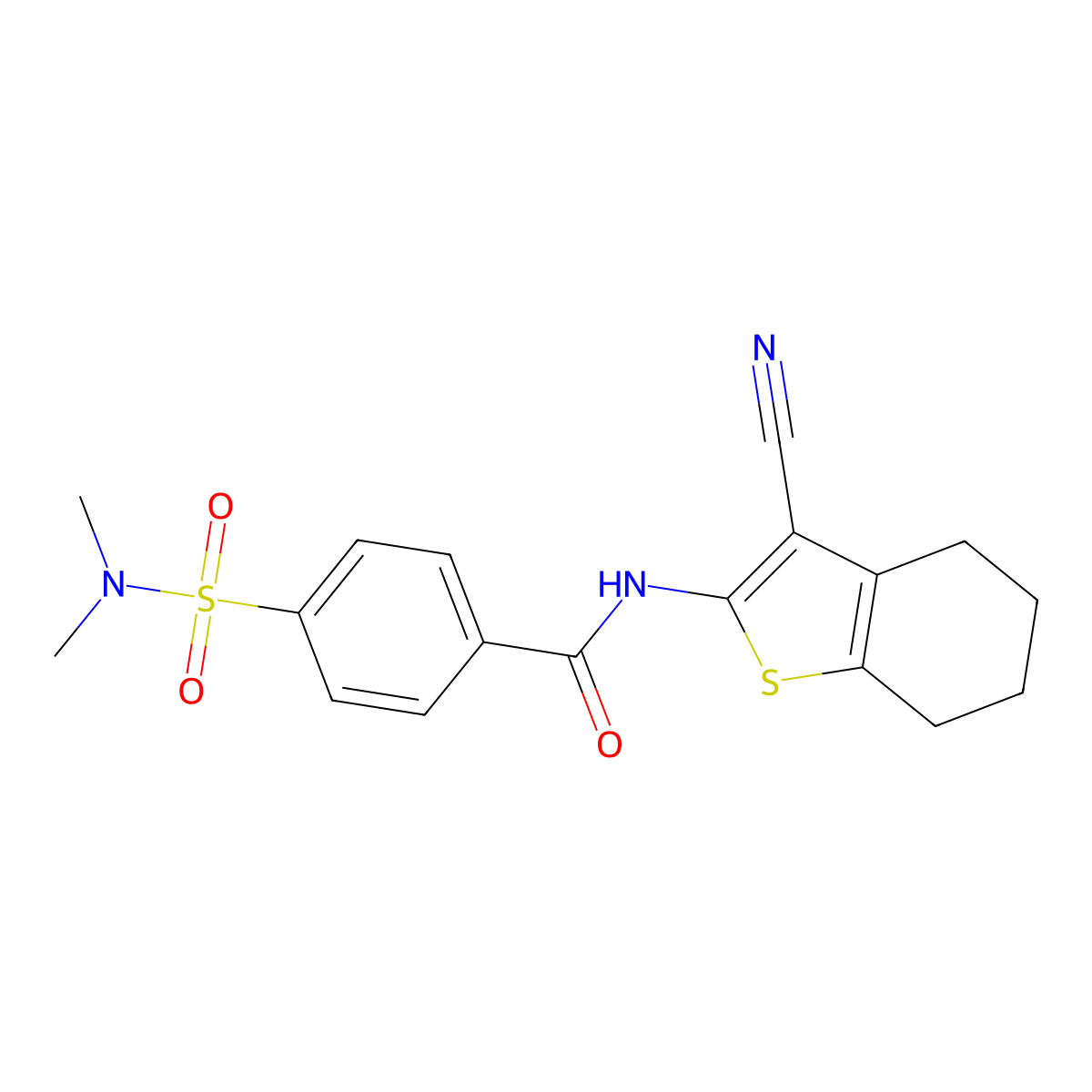 N-(3-cyano-4,5,6,7-tetrahydro-1-benzothiophen-2-yl)-4-(dimethylsulfamoyl)benzamide molecular structure, CAS 325987-45-9