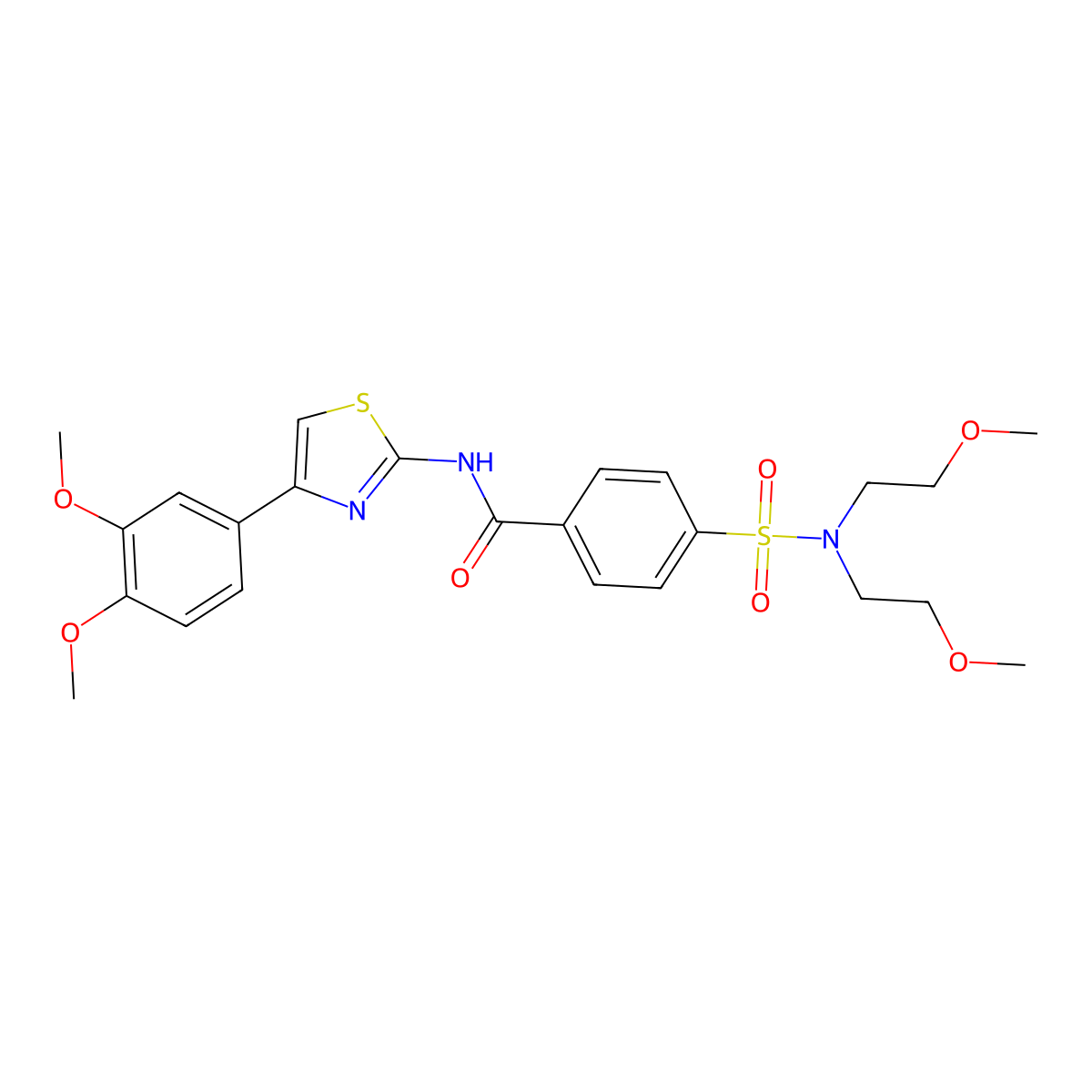 4-[bis(2-methoxyethyl)sulfamoyl]-N-[4-(3,4-dimethoxyphenyl)-1,3-thiazol-2-yl]benzamide molecular structure, CAS 325987-47-1