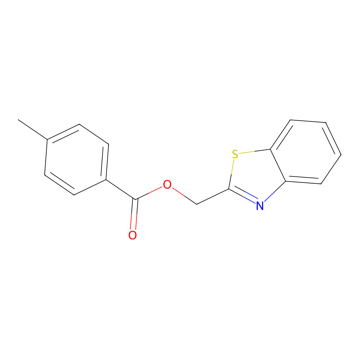 Benzo[d]thiazol-2-ylmethyl 4-methylbenzoate molecular structure, CAS 325987-53-9