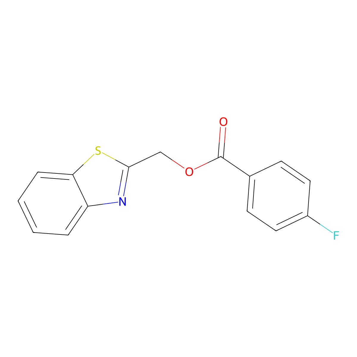 Benzo[d]thiazol-2-ylmethyl 4-fluorobenzoate molecular structure, CAS 325987-54-0