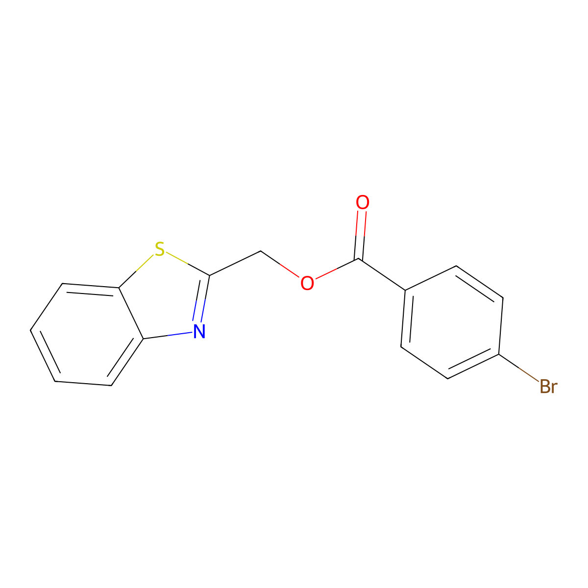 Benzo[d]thiazol-2-ylmethyl 4-bromobenzoate molecular structure, CAS 325987-56-2
