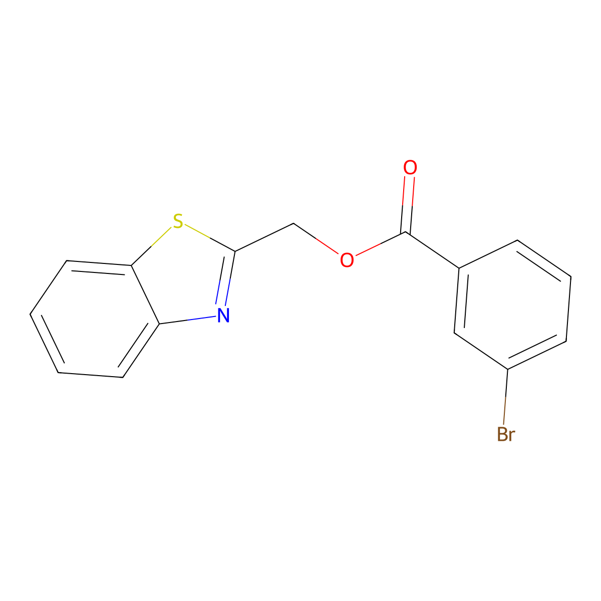 Benzo[d]thiazol-2-ylmethyl 3-bromobenzoate molecular structure, CAS 325987-58-4
