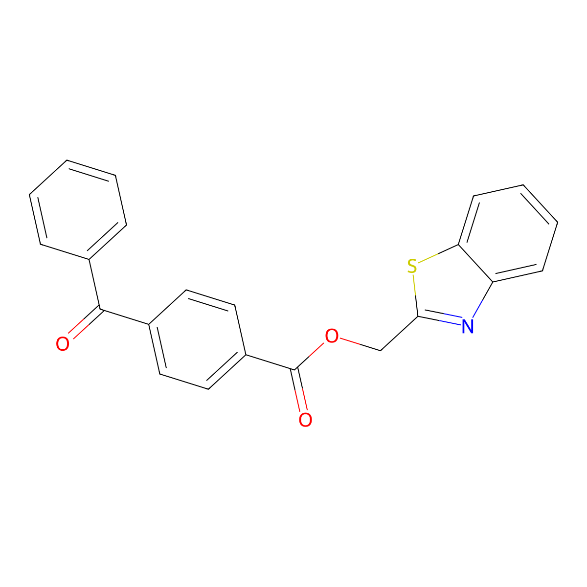 Benzo[d]thiazol-2-ylmethyl 4-benzoylbenzoate molecular structure, CAS 325987-62-0