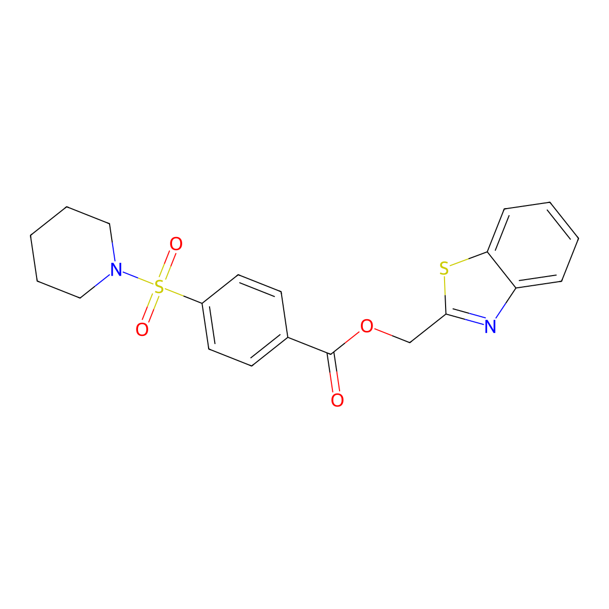 Benzo[d]thiazol-2-ylmethyl 4-(piperidin-1-ylsulfonyl)benzoate molecular structure, CAS 325987-63-1