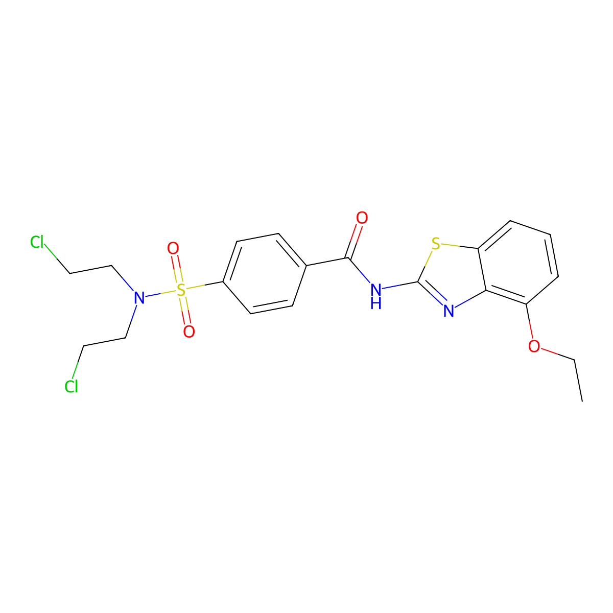 4-[bis(2-chloroethyl)sulfamoyl]-N-(4-ethoxy-1,3-benzothiazol-2-yl)benzamide molecular structure, CAS 325987-71-1