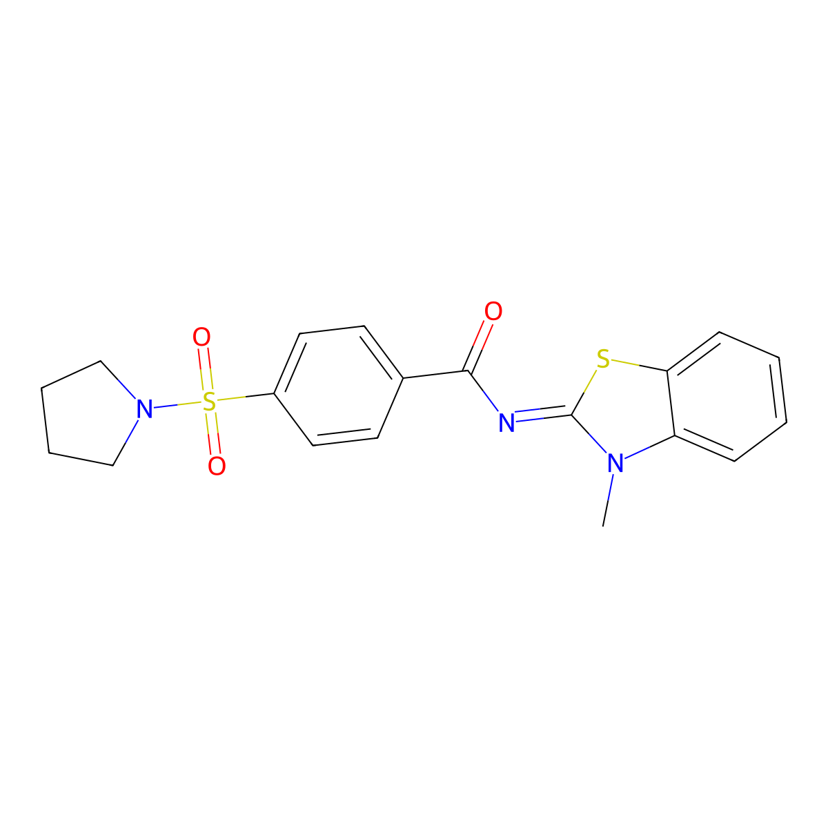 N-(3-methyl-1,3-benzothiazol-2-ylidene)-4-pyrrolidin-1-ylsulfonylbenzamide molecular structure, CAS 325987-73-3