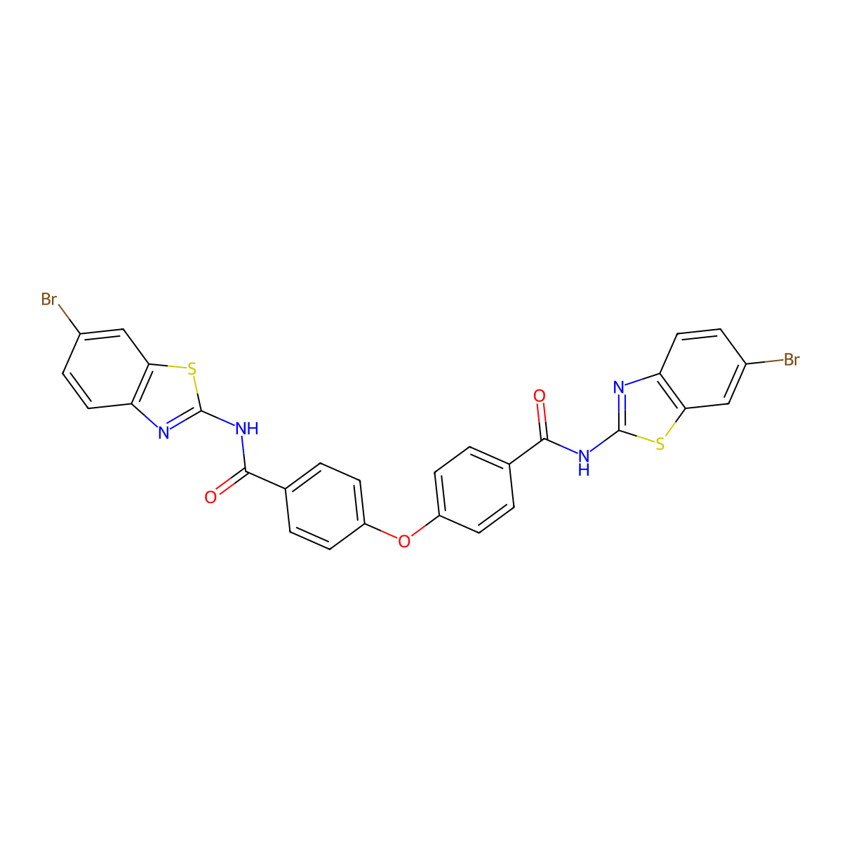 N-(6-Bromo-1,3-benzothiazol-2-YL)-4-{4-[(6-bromo-1,3-benzothiazol-2-YL)carbamoyl]phenoxy}benzamide molecular structure, CAS 325987-84-6