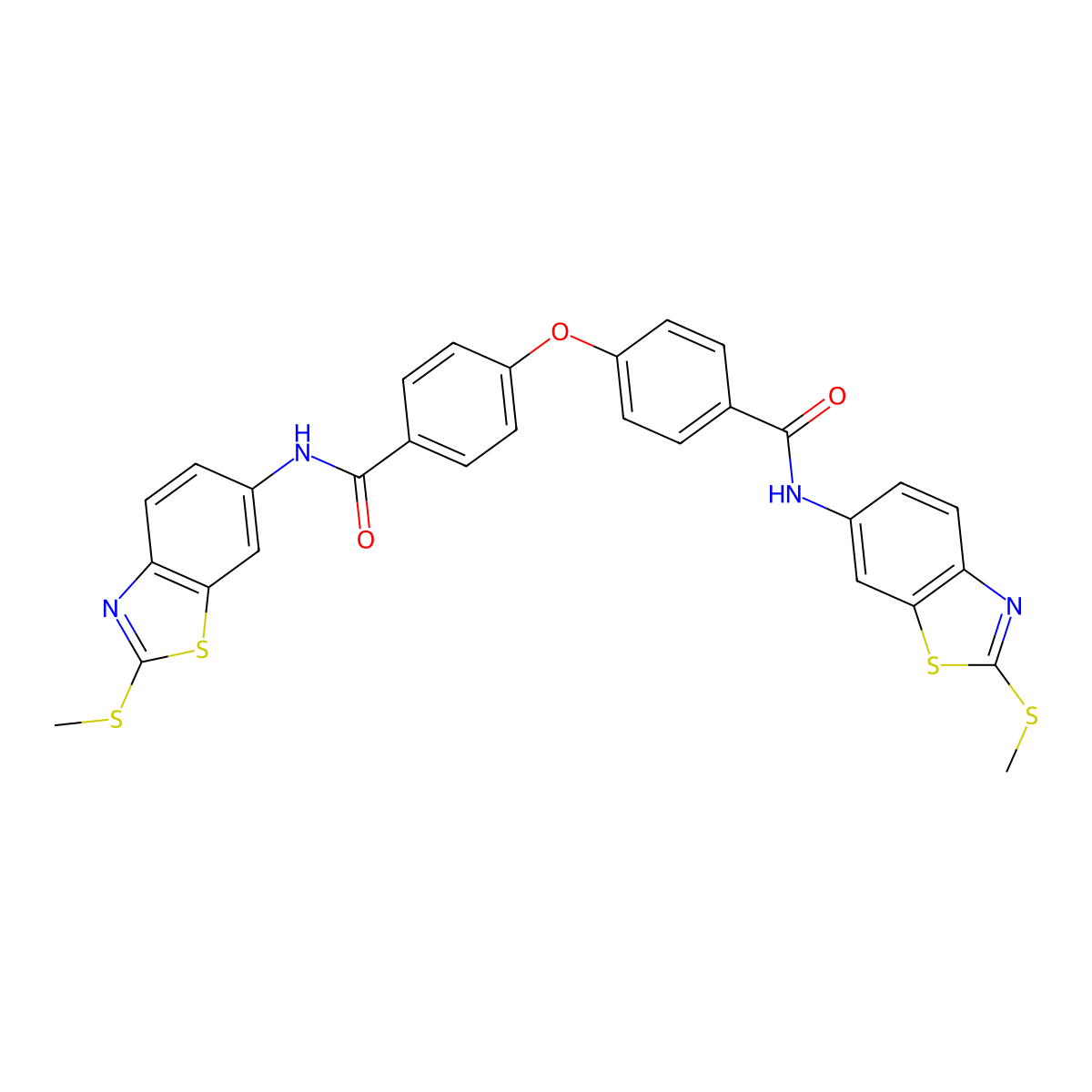N-(2-methylsulfanyl-1,3-benzothiazol-6-yl)-4-[4-[(2-methylsulfanyl-1,3-benzothiazol-6-yl)carbamoyl]phenoxy]benzamide molecular structure, CAS 325987-85-7