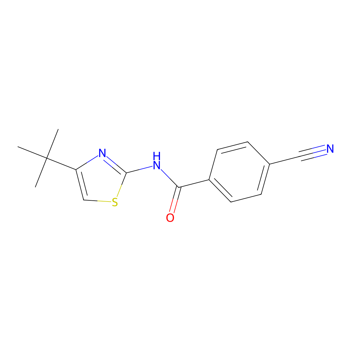 N-(4-(tert-butyl)thiazol-2-yl)-4-cyanobenzamide molecular structure, CAS 325988-06-5