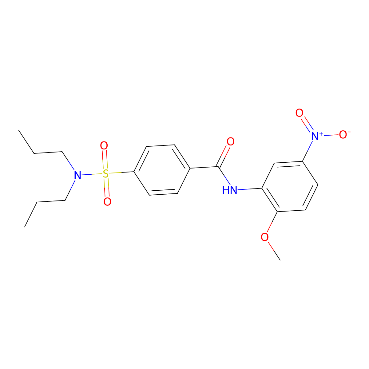 4-(dipropylsulfamoyl)-N-(2-methoxy-5-nitrophenyl)benzamide molecular structure, CAS 325988-12-3