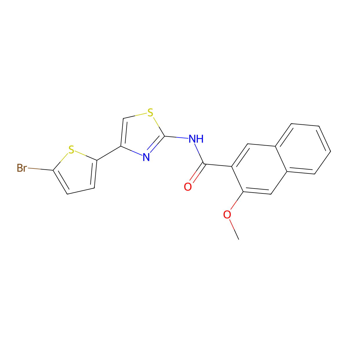 N-[4-(5-bromothiophen-2-yl)-1,3-thiazol-2-yl]-3-methoxynaphthalene-2-carboxamide molecular structure, CAS 325988-20-3