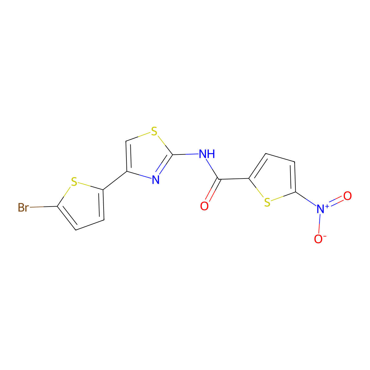 N-[4-(5-bromothiophen-2-yl)-1,3-thiazol-2-yl]-5-nitrothiophene-2-carboxamide molecular structure, CAS 325988-21-4
