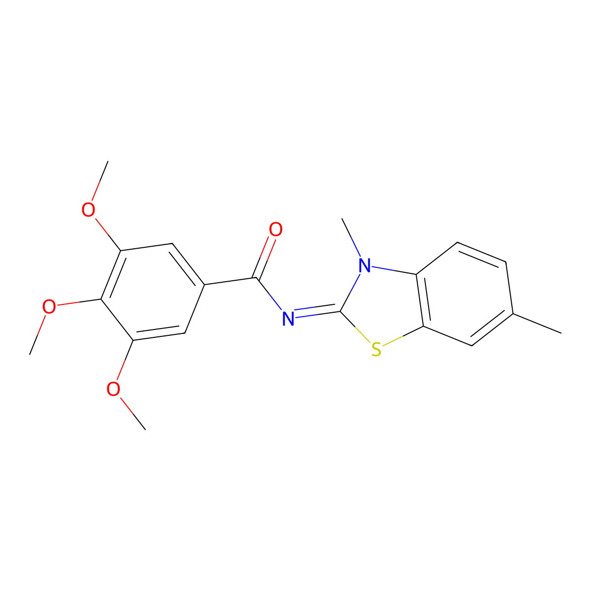 N-(3,6-dimethyl-1,3-benzothiazol-2-ylidene)-3,4,5-trimethoxybenzamide molecular structure, CAS 325988-30-5