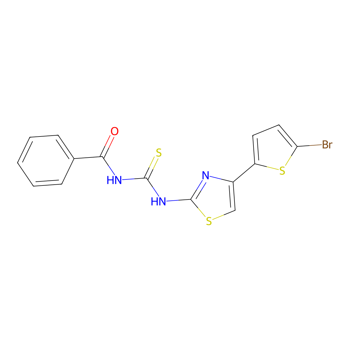 N-((4-(5-bromothiophen-2-yl)thiazol-2-yl)carbamothioyl)benzamide molecular structure, CAS 325988-35-0