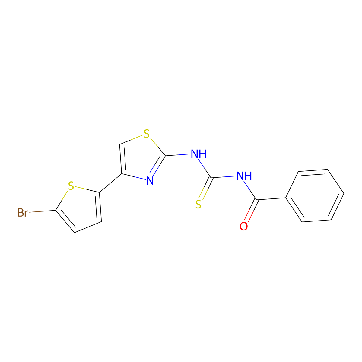 N-((4-(5-bromothiophen-2-yl)thiazol-2-yl)carbamothioyl)benzamide molecular structure, CAS 325988-35-0