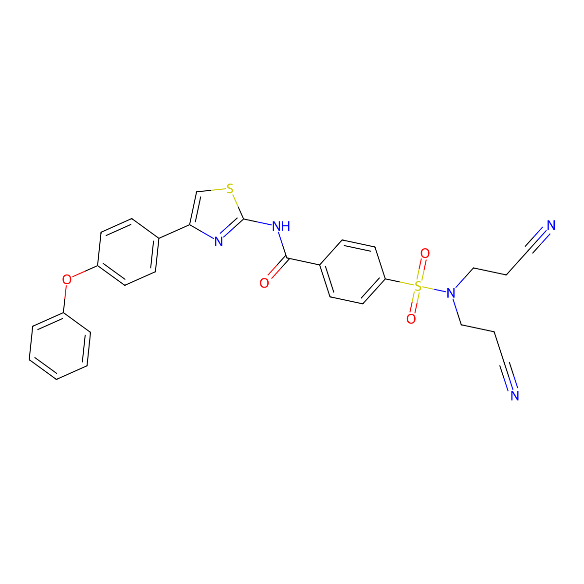 4-[bis(2-cyanoethyl)sulfamoyl]-N-[4-(4-phenoxyphenyl)-1,3-thiazol-2-yl]benzamide molecular structure, CAS 325988-38-3