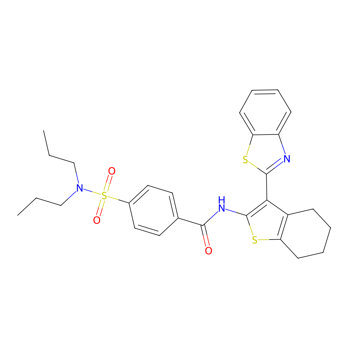 N-[3-(1,3-benzothiazol-2-yl)-4,5,6,7-tetrahydro-1-benzothiophen-2-yl]-4-(dipropylsulfamoyl)benzamide molecular structure, CAS 325988-44-1