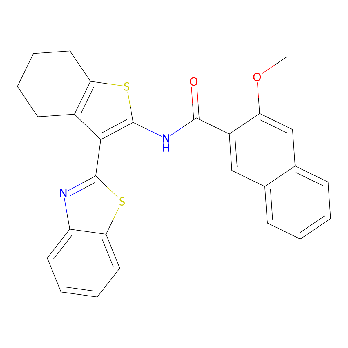 N-[3-(1,3-benzothiazol-2-yl)-4,5,6,7-tetrahydro-1-benzothiophen-2-yl]-3-methoxynaphthalene-2-carboxamide molecular structure, CAS 325988-45-2