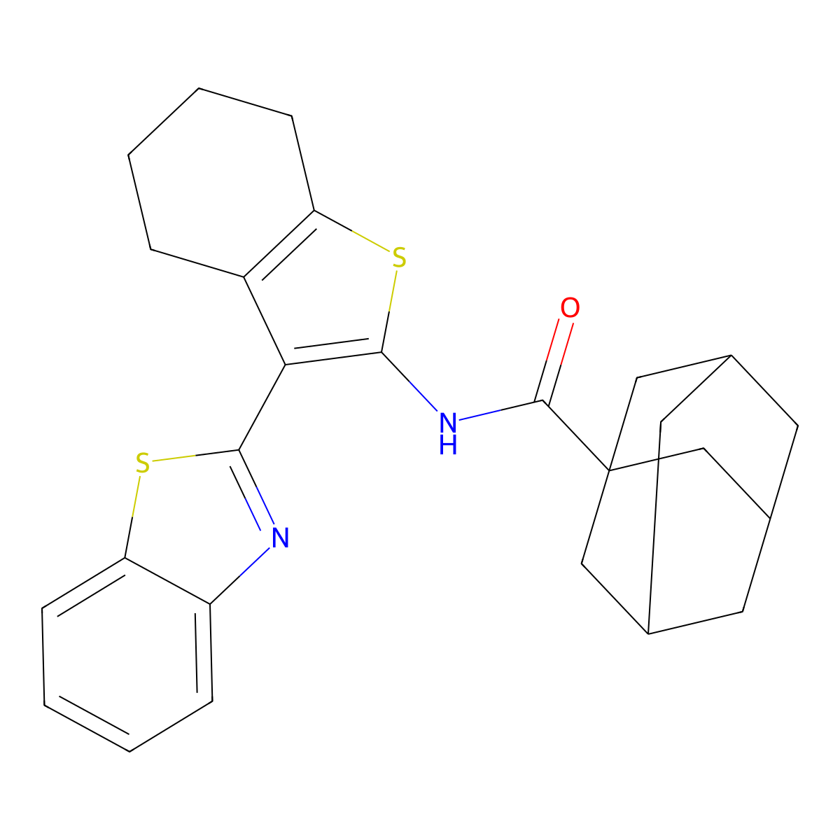 N-[3-(1,3-benzothiazol-2-yl)-4,5,6,7-tetrahydro-1-benzothiophen-2-yl]adamantane-1-carboxamide molecular structure, CAS 325988-49-6