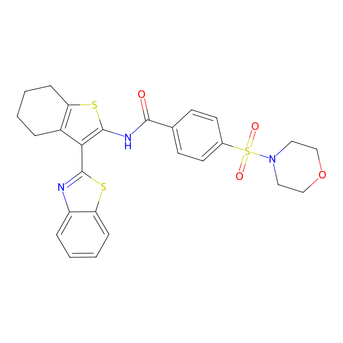 N-(3-(benzo[d]thiazol-2-yl)-4,5,6,7-tetrahydrobenzo[b]thiophen-2-yl)-4-(morpholinosulfonyl)benzamide molecular structure, CAS 325988-50-9