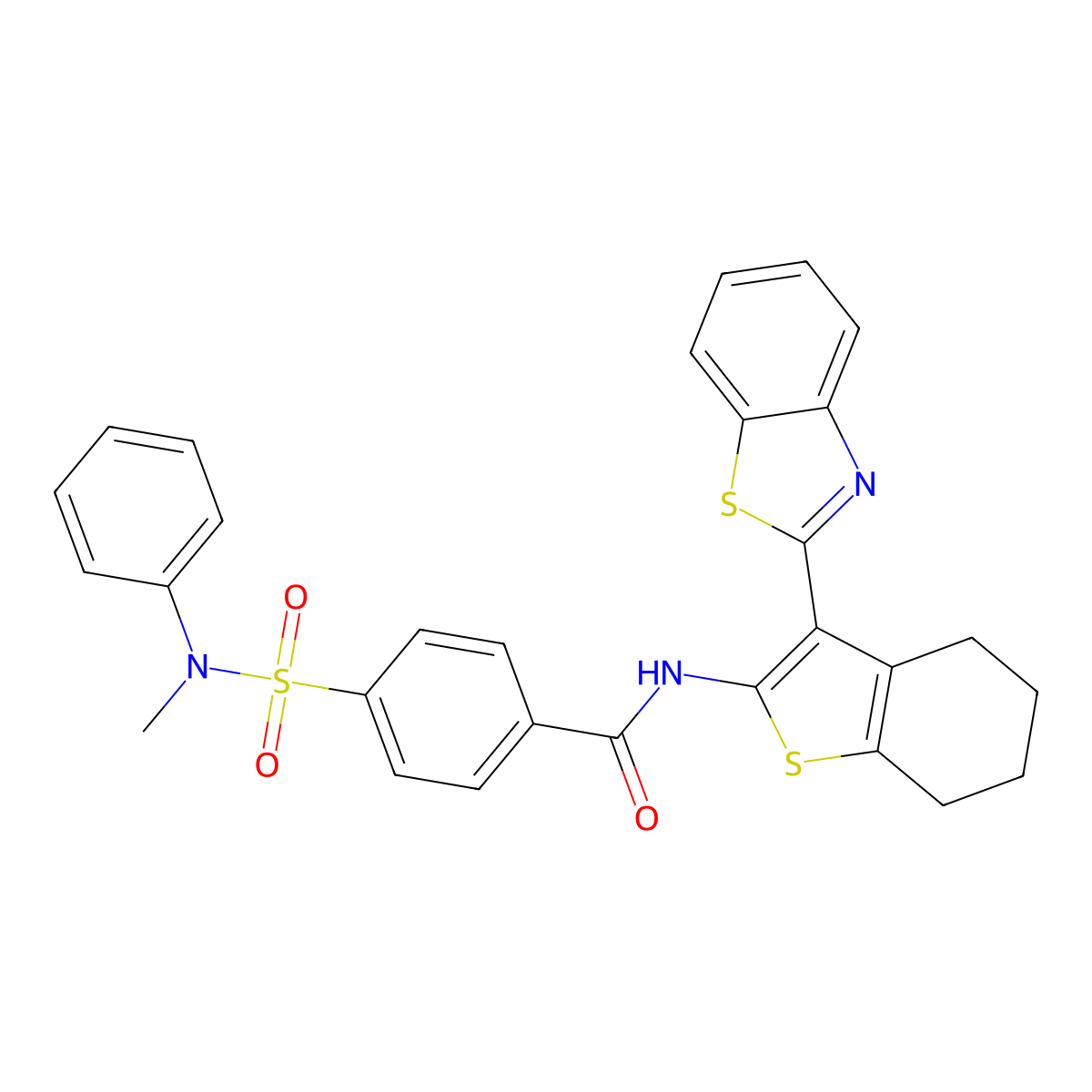 N-[3-(1,3-benzothiazol-2-yl)-4,5,6,7-tetrahydro-1-benzothiophen-2-yl]-4-[methyl(phenyl)sulfamoyl]benzamide molecular structure, CAS 325988-56-5