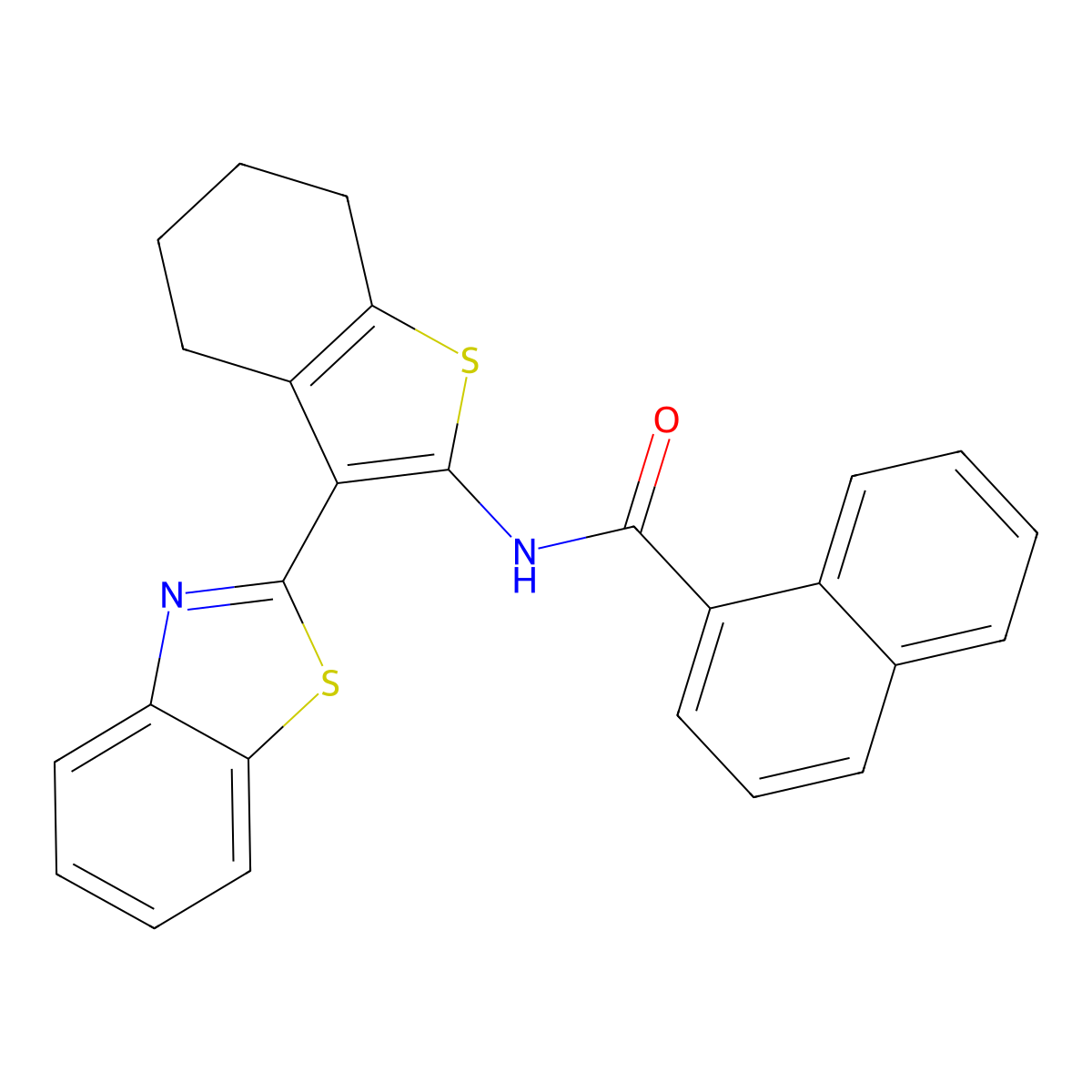 N-[3-(1,3-benzothiazol-2-yl)-4,5,6,7-tetrahydro-1-benzothiophen-2-yl]naphthalene-1-carboxamide molecular structure, CAS 325988-60-1