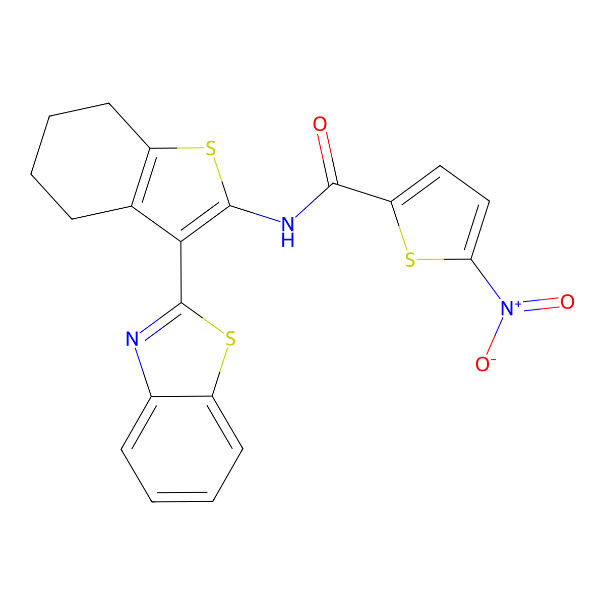 N-[3-(1,3-benzothiazol-2-yl)-4,5,6,7-tetrahydro-1-benzothiophen-2-yl]-5-nitrothiophene-2-carboxamide molecular structure, CAS 325988-62-3