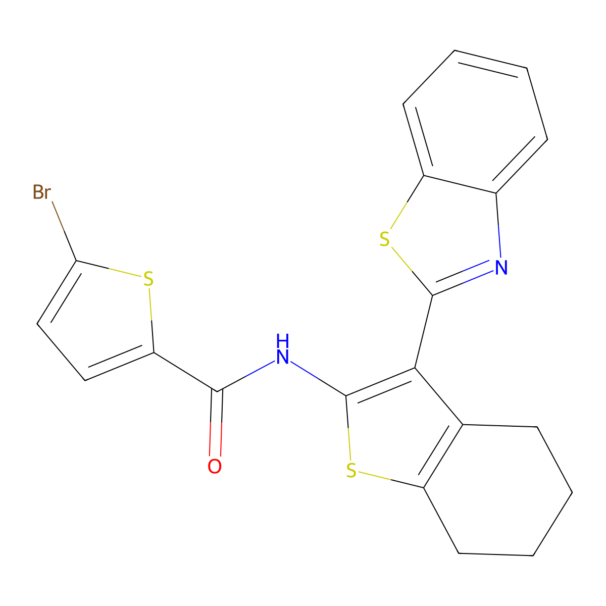 N-[3-(1,3-benzothiazol-2-yl)-4,5,6,7-tetrahydro-1-benzothiophen-2-yl]-5-bromothiophene-2-carboxamide molecular structure, CAS 325988-63-4