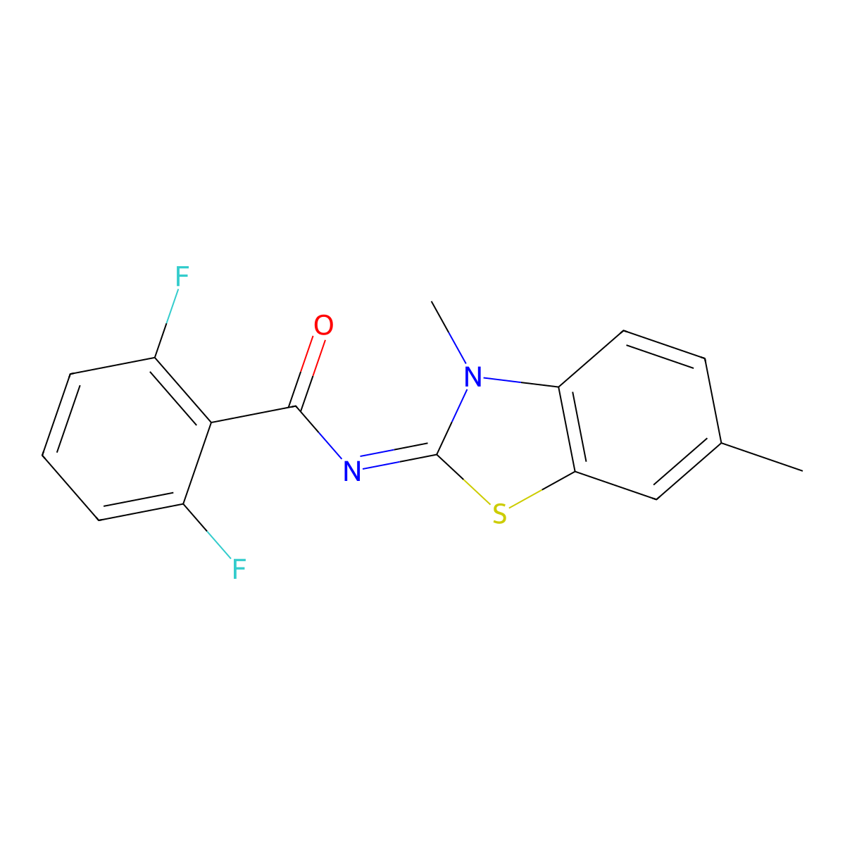 N-(3,6-dimethyl-1,3-benzothiazol-2-ylidene)-2,6-difluorobenzamide molecular structure, CAS 325988-73-6