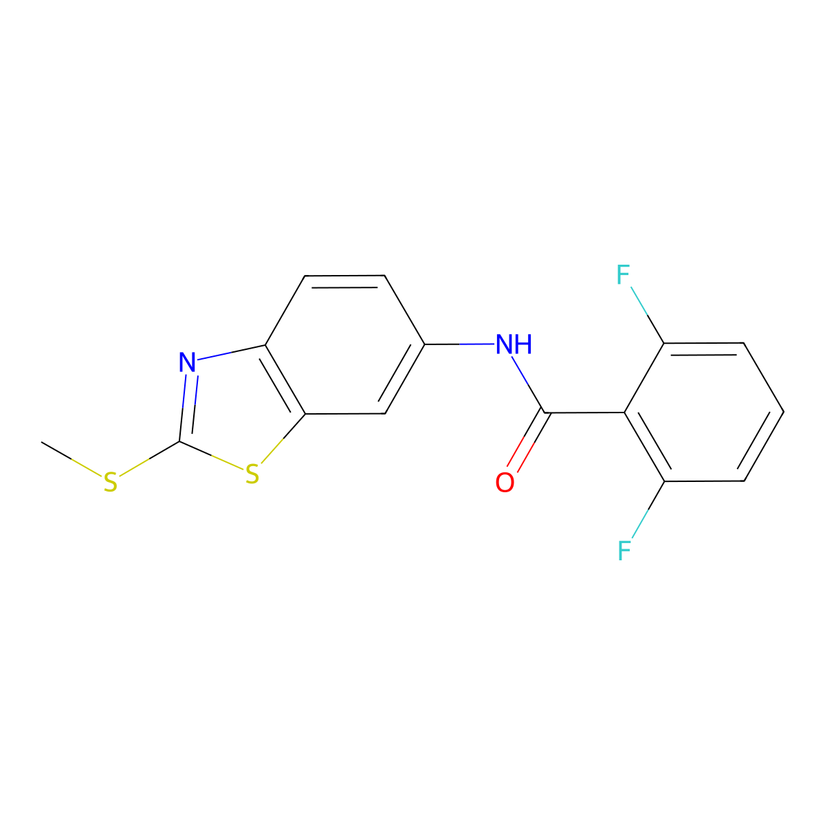 2,6-difluoro-N-(2-(methylthio)benzo[d]thiazol-6-yl)benzamide molecular structure, CAS 325988-79-2