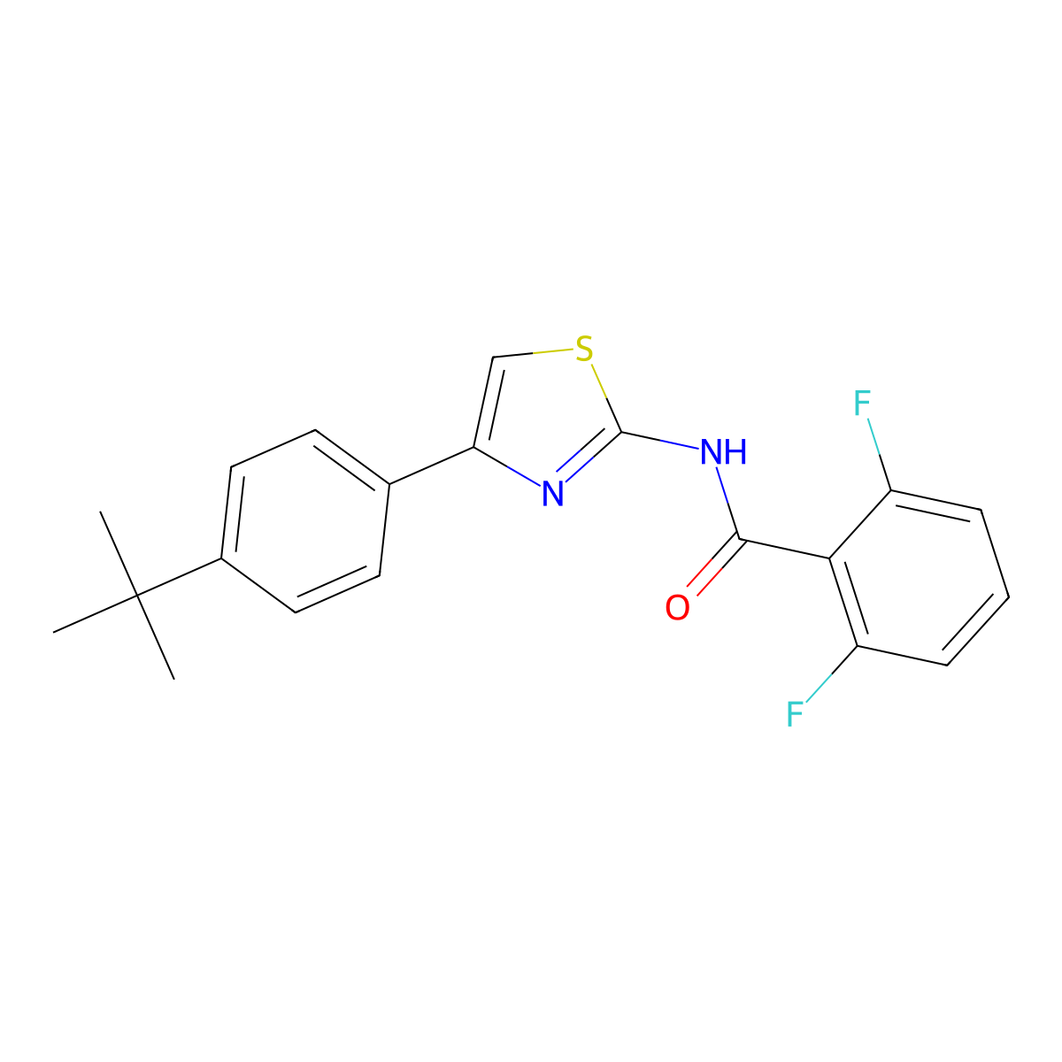 N-[4-(4-tert-butylphenyl)-1,3-thiazol-2-yl]-2,6-difluorobenzamide molecular structure, CAS 325988-81-6