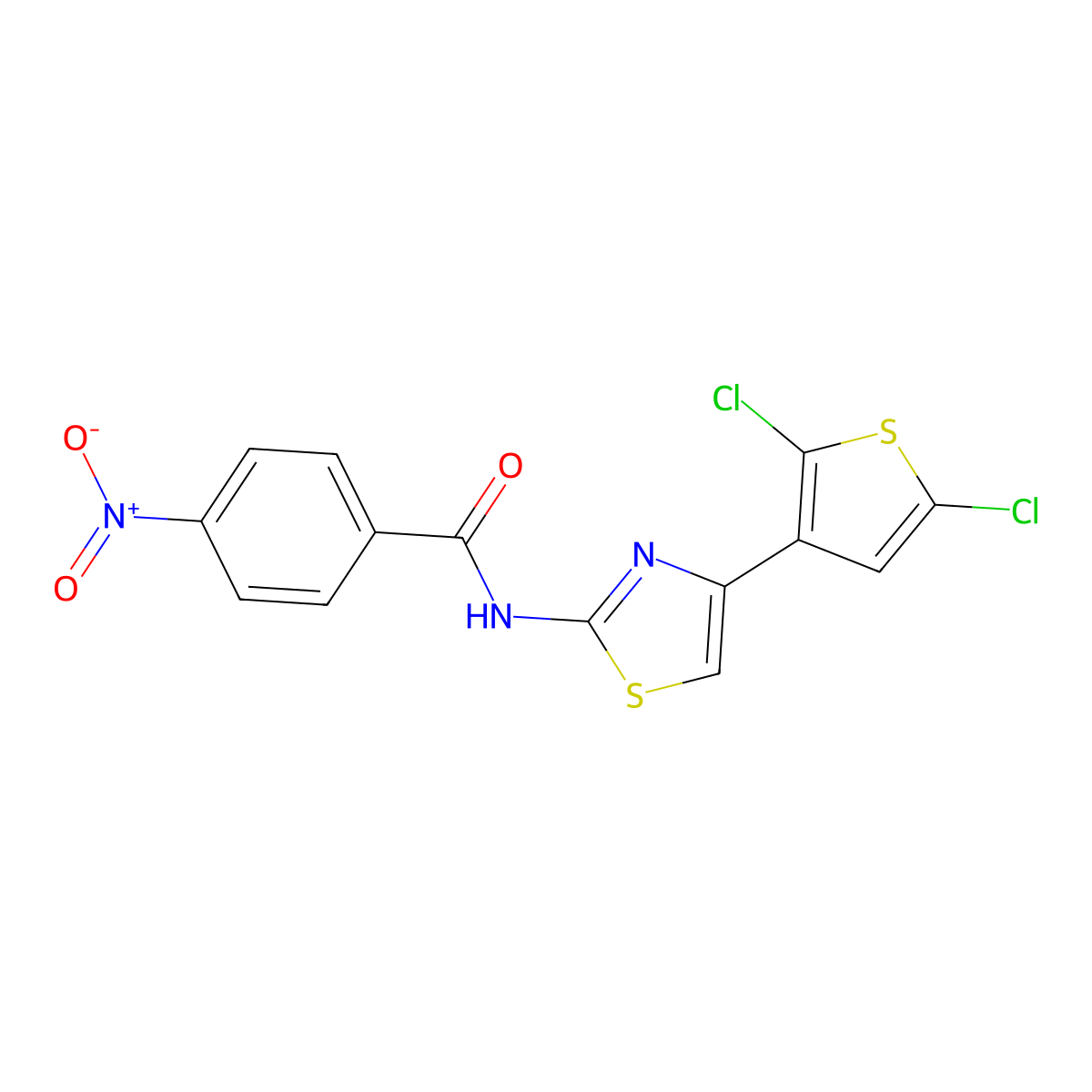 N-[4-(2,5-dichlorothiophen-3-yl)-1,3-thiazol-2-yl]-4-nitrobenzamide molecular structure, CAS 325988-83-8