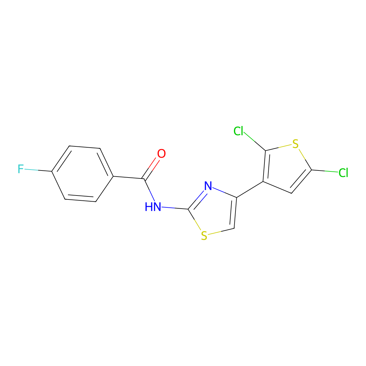 N-[4-(2,5-dichlorothiophen-3-yl)-1,3-thiazol-2-yl]-4-fluorobenzamide molecular structure, CAS 325988-84-9