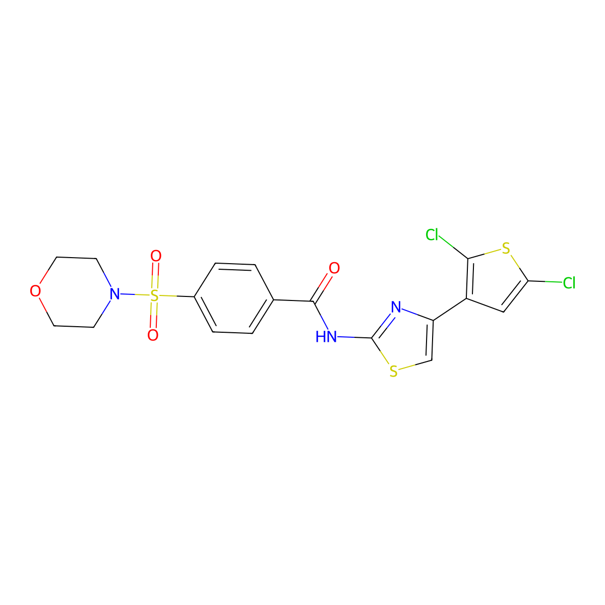 N-(4-(2,5-dichlorothiophen-3-yl)thiazol-2-yl)-4-(morpholinosulfonyl)benzamide molecular structure, CAS 325988-91-8