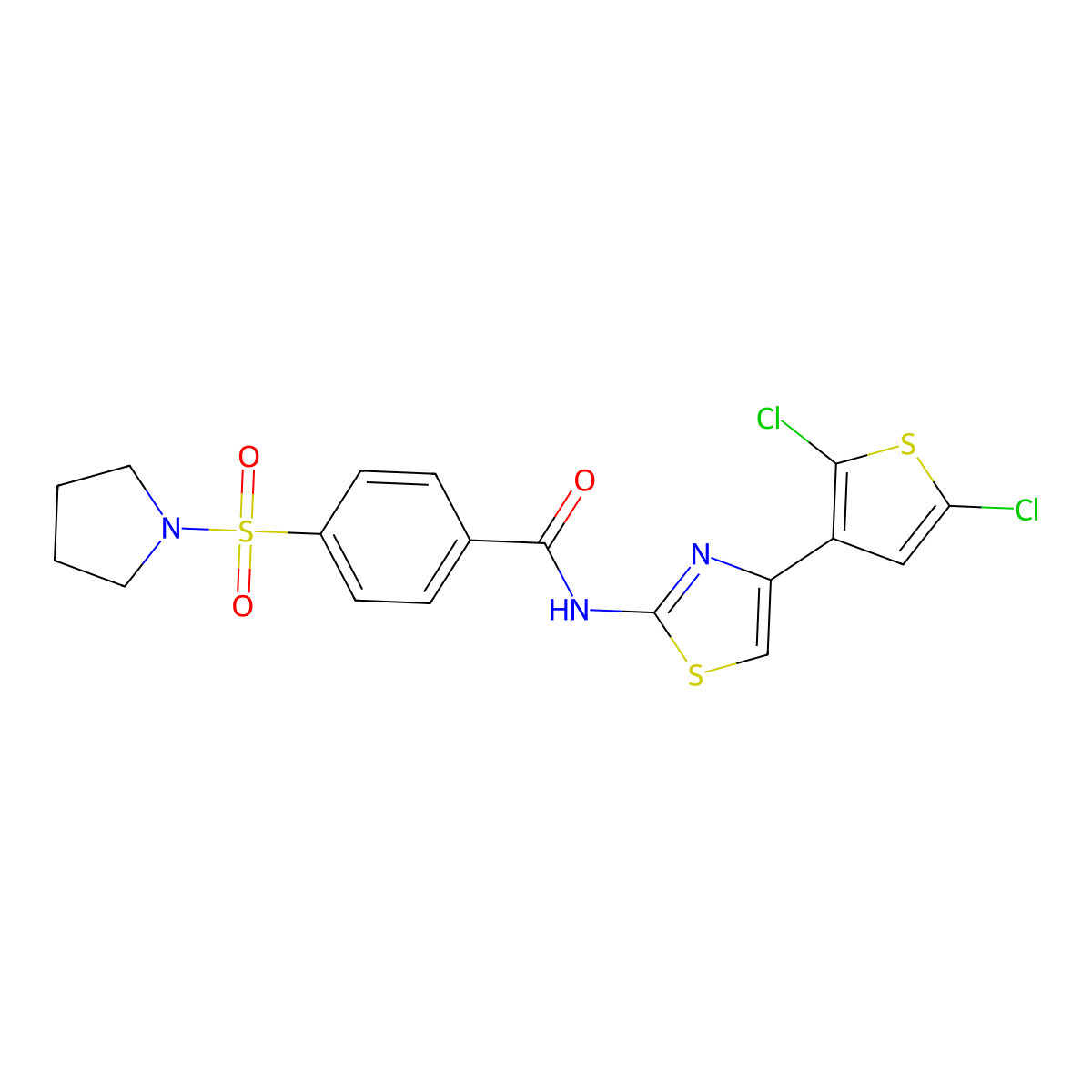 N-(4-(2,5-dichlorothiophen-3-yl)thiazol-2-yl)-4-(pyrrolidin-1-ylsulfonyl)benzamide molecular structure, CAS 325988-92-9