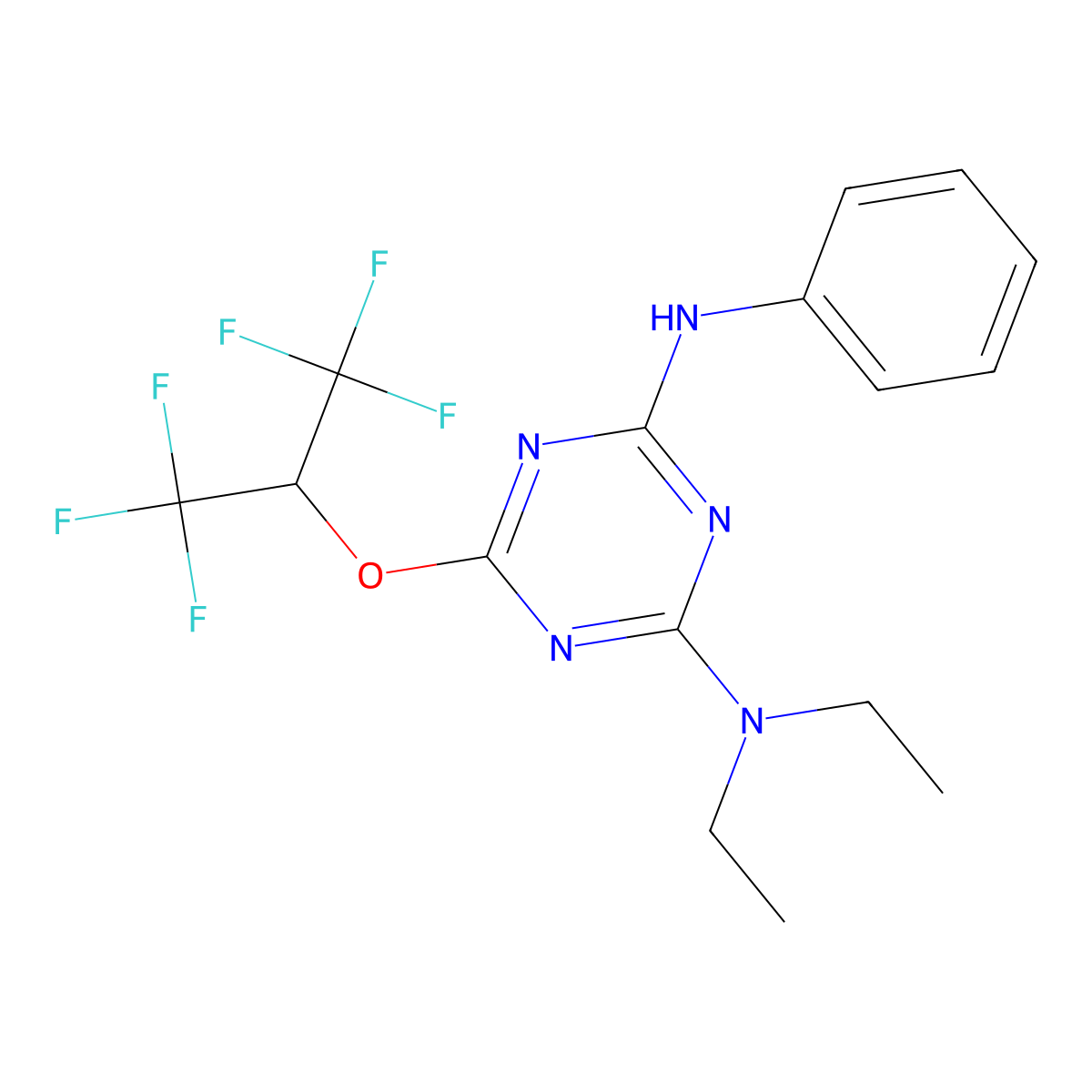 N,N-diethyl-6-[(1,1,1,3,3,3-hexafluoropropan-2-yl)oxy]-N'-phenyl-1,3,5-triazine-2,4-diamine molecular structure, CAS 325989-79-5