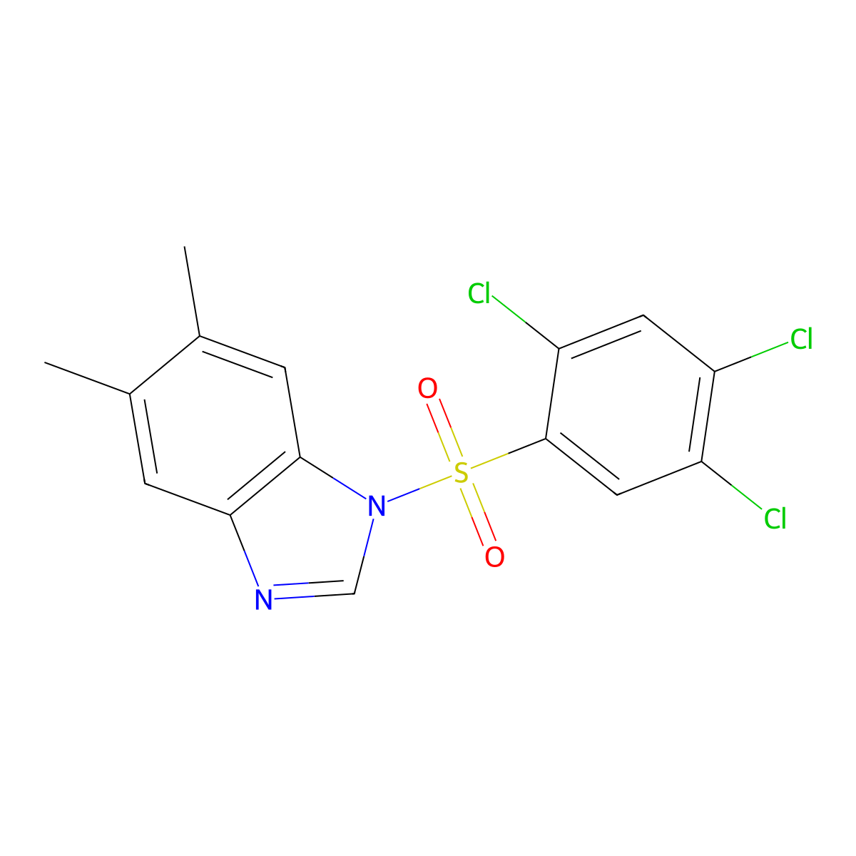 5,6-dimethyl-1-(2,4,5-trichlorobenzenesulfonyl)-1H-1,3-benzodiazole molecular structure, CAS 325991-58-0