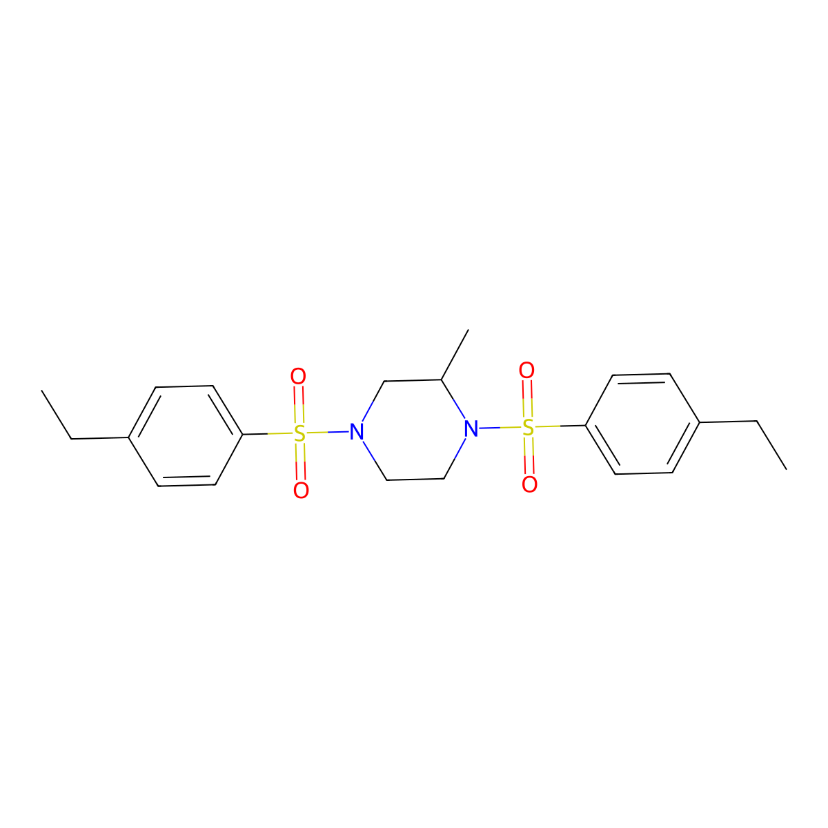 1,4-Bis(4-ethylbenzenesulfonyl)-2-methylpiperazine molecular structure, CAS 325991-73-9