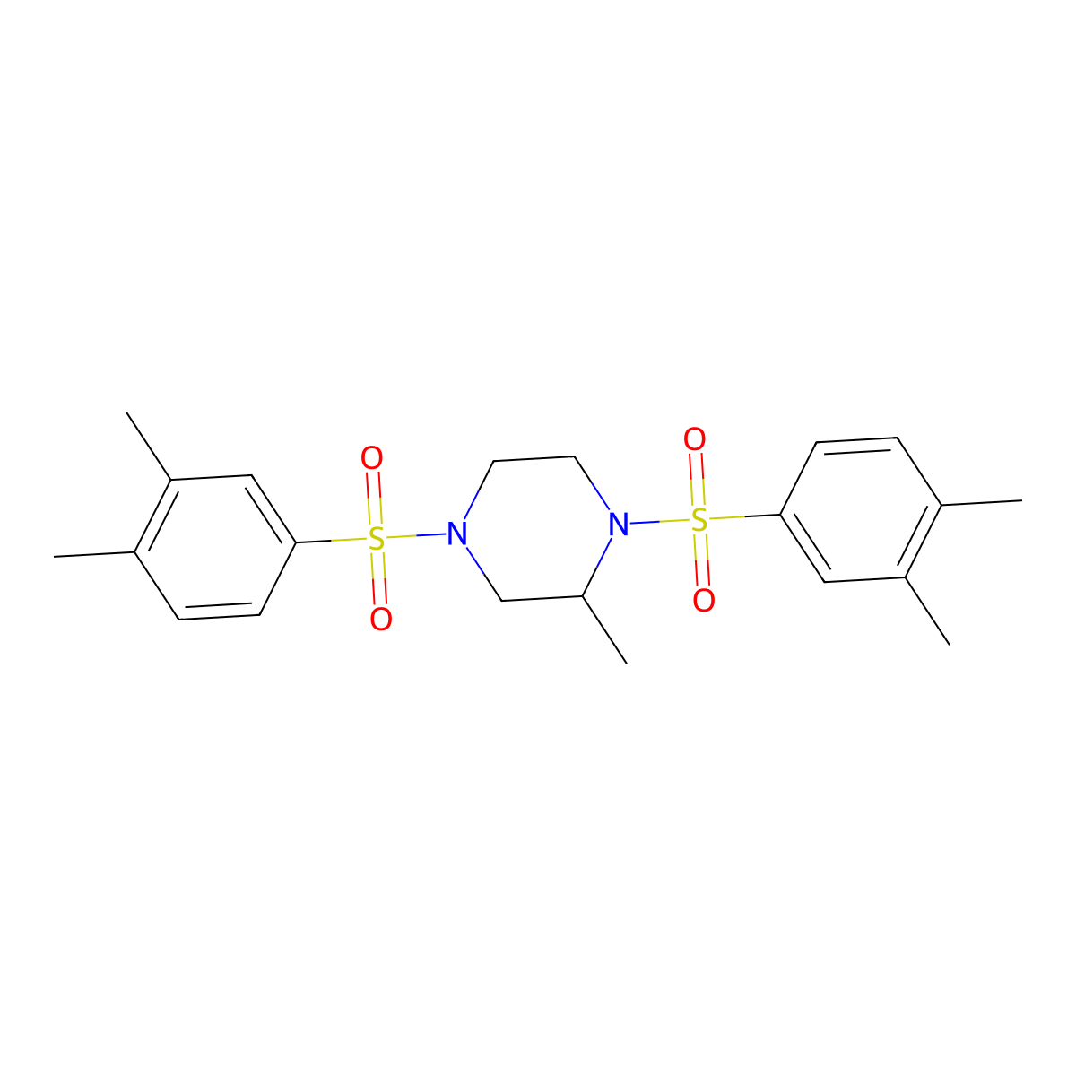 1,4-Bis[(3,4-dimethylphenyl)sulfonyl]-2-methylpiperazine molecular structure, CAS 325991-75-1