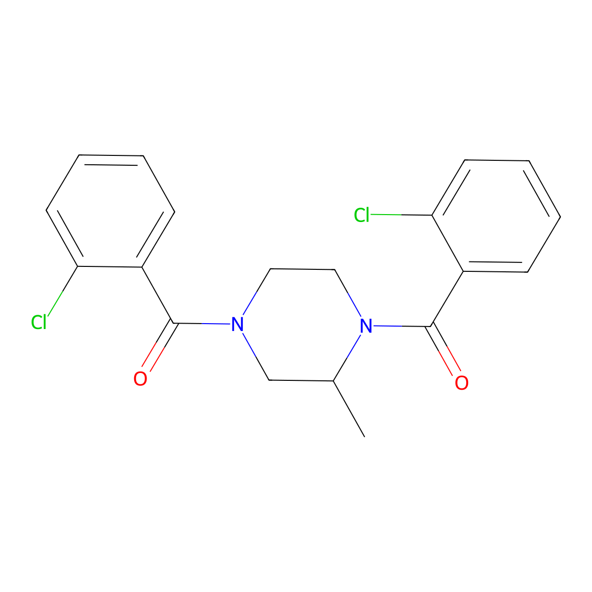 1,4-Bis(2-chlorobenzoyl)-2-methylpiperazine molecular structure, CAS 325991-83-1