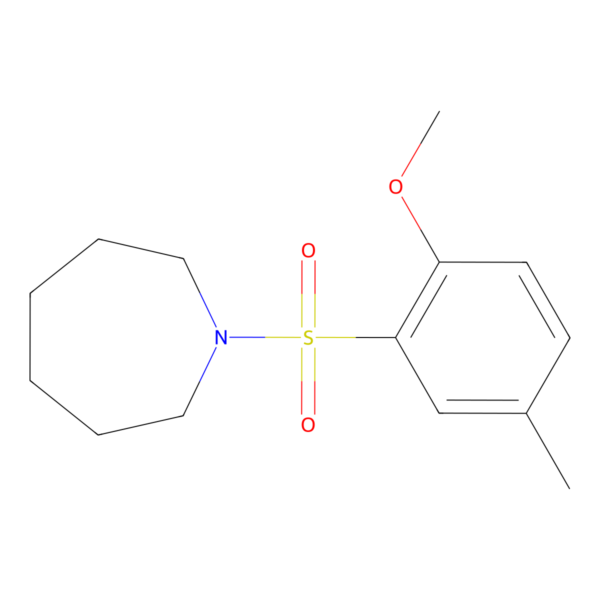 1-(2-Methoxy-5-methylphenyl)sulfonylazepane molecular structure, CAS 325991-89-7