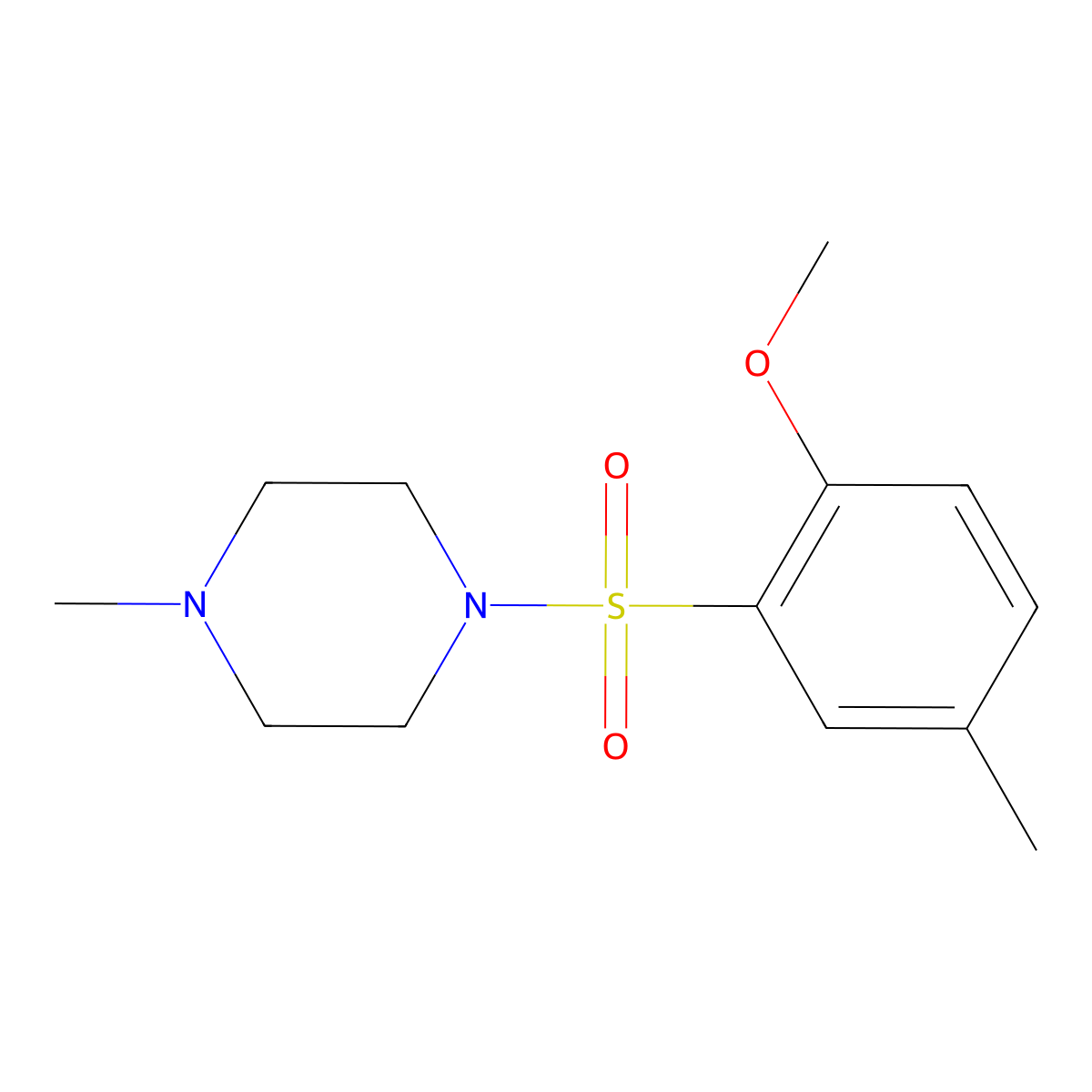 1-((2-Methoxy-5-methylphenyl)sulfonyl)-4-methylpiperazine molecular structure, CAS 325991-91-1