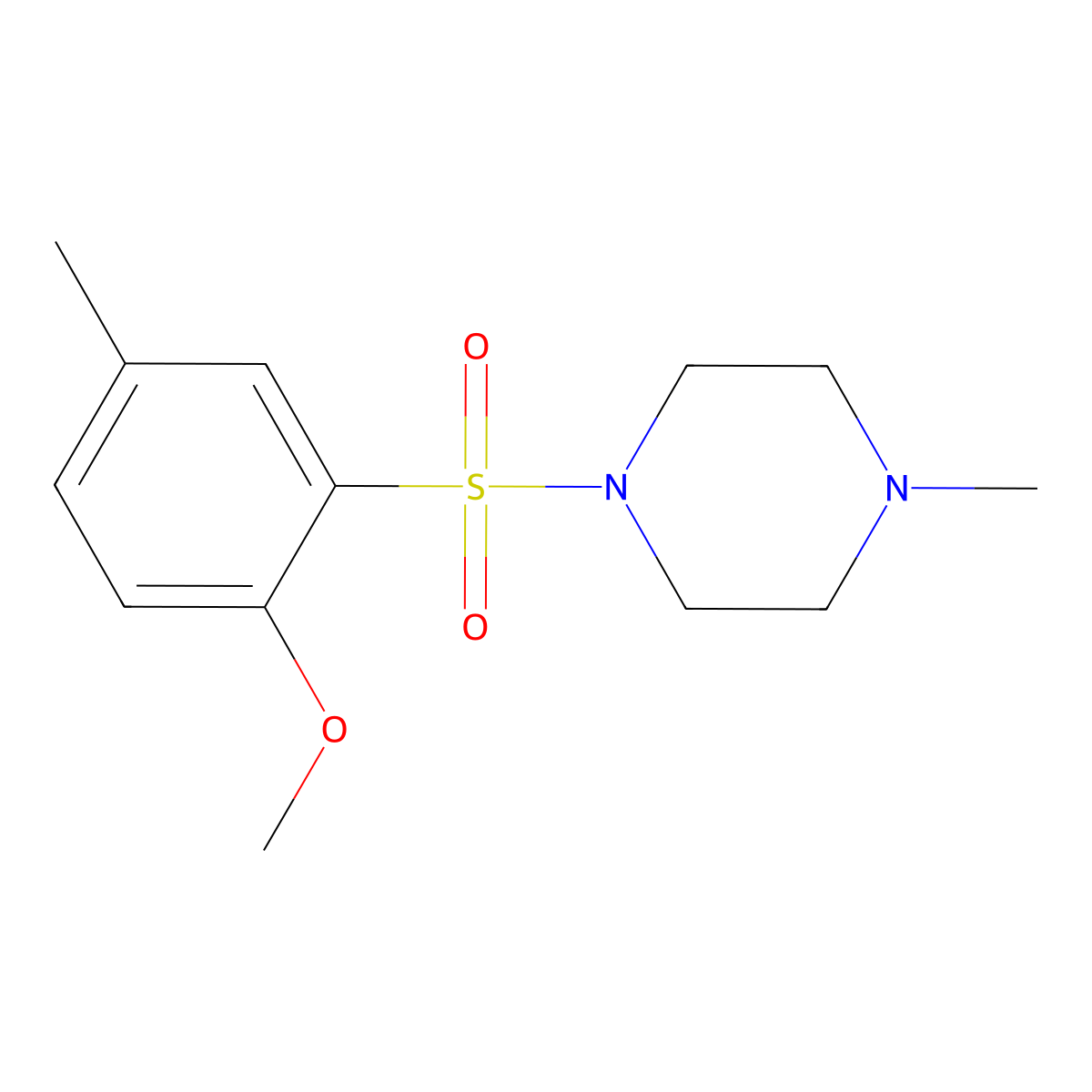 1-((2-Methoxy-5-methylphenyl)sulfonyl)-4-methylpiperazine molecular structure, CAS 325991-91-1