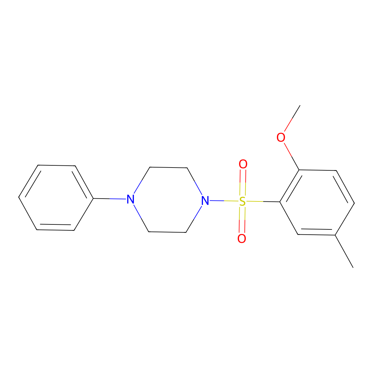1-((2-Methoxy-5-methylphenyl)sulfonyl)-4-phenylpiperazine molecular structure, CAS 325991-92-2