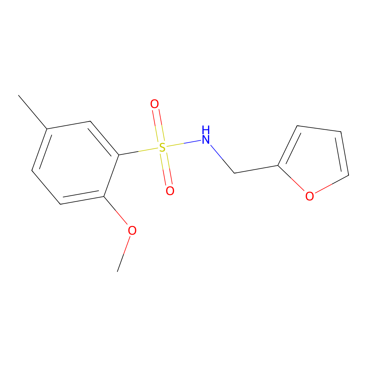 N-(furan-2-ylmethyl)-2-methoxy-5-methylbenzenesulfonamide molecular structure, CAS 325991-94-4