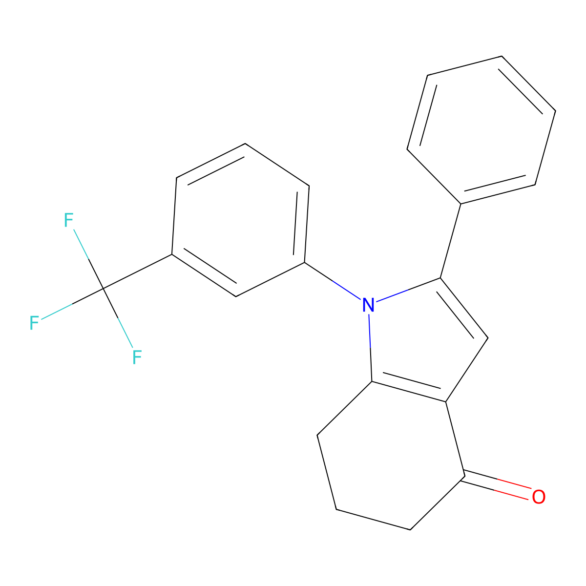 2-phenyl-1-[3-(trifluoromethyl)phenyl]-4,5,6,7-tetrahydro-1H-indol-4-one molecular structure, CAS 325992-48-1